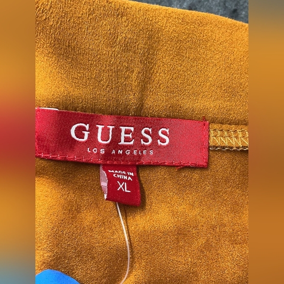 Guess Burnt Orange Suede-Look Mini Skirt with Front Zip – Size XL - Picture 4 of 4